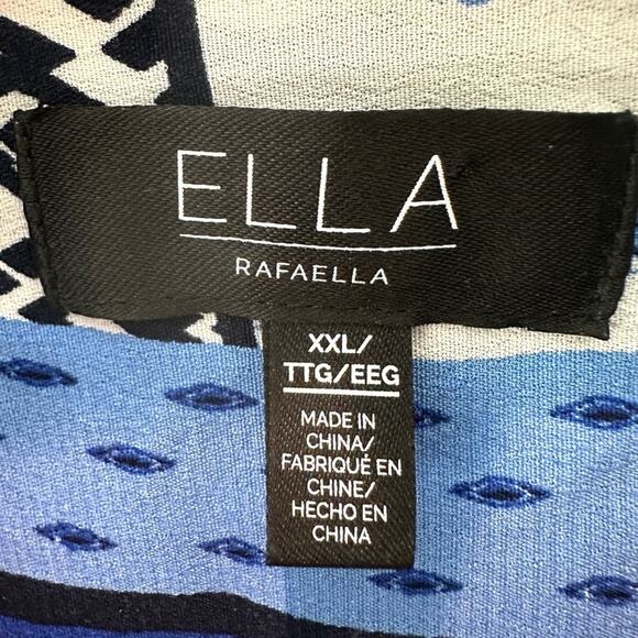 ELLA RAFAELLA | Blue Patchwork Button-Up Shirt Lenzing Ecovero Viscose | XXL - Picture 6 of 7